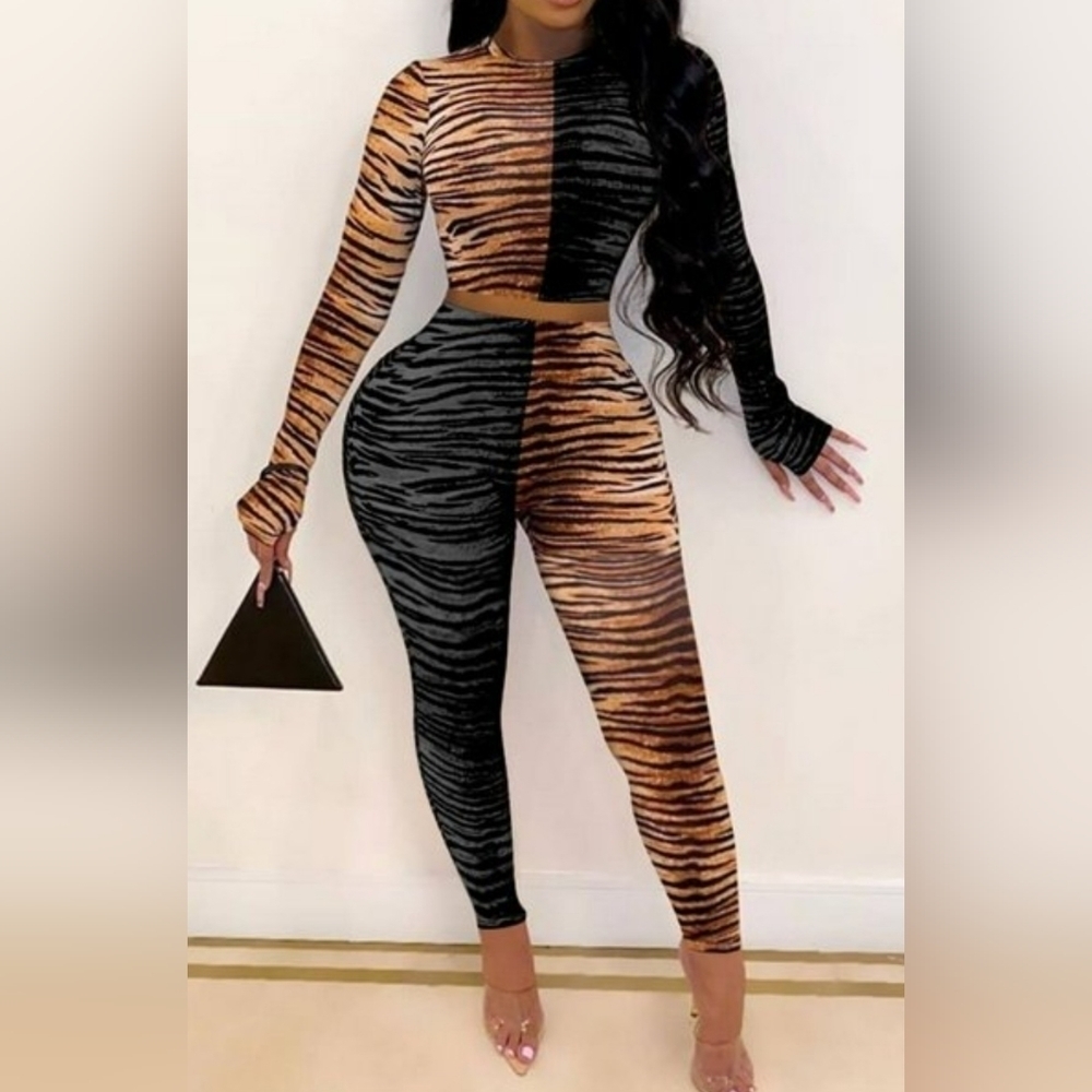 NWT Zebra Print Skinny 2 Piece Set